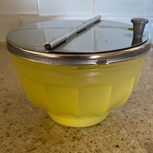Vintage Gemco Yellow Glass Sugar Bowl with Lid